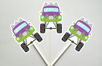 Monster Truck Cupcake Toppers, Purple and Green Monster Truck