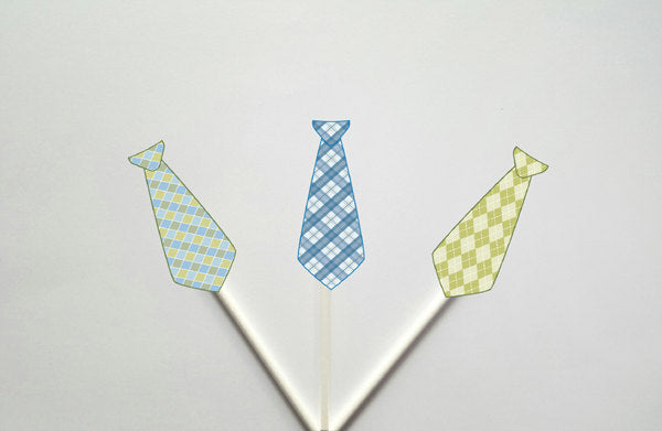 Necktie Cupcake Toppers, Neck Tie Cupcake Toppers, Tie Cupcake Toppers, Father's Day Cupcake Toppers