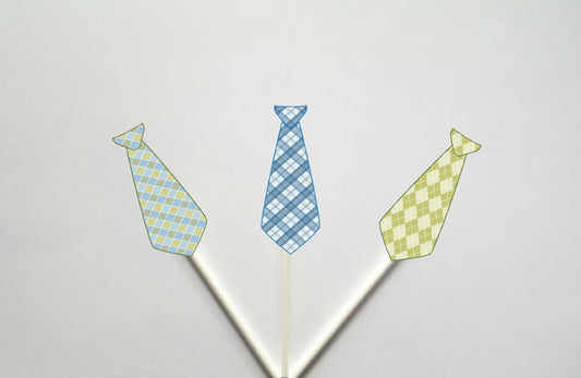 Necktie Cupcake Toppers, Neck Tie Cupcake Toppers, Tie Cupcake Toppers, Father's Day Cupcake Toppers