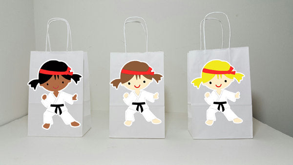 Karate Goody Bags, Karate Girl Goody Bags, Karate Girl Favor Bags, Karate Girl Party Bags, Karate Goodie Bags