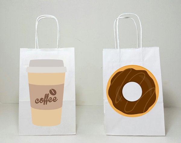 Coffee and Donuts Goody Bags, Coffee and Donuts Favor Bags, Coffee and Donuts Gift Bags,  Coffee Favors, Donut Favors