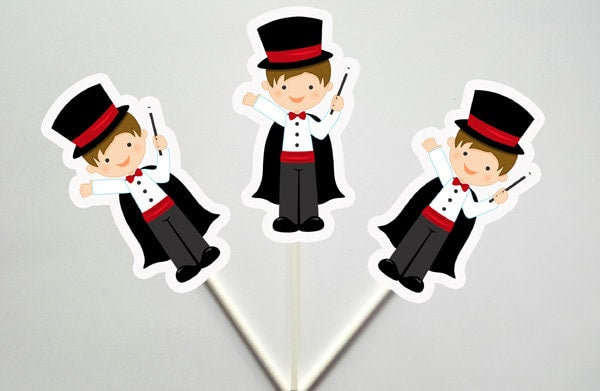 Magician Cupcake Toppers, Magician Birthday, Magic Party