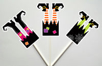 Witch Cupcake Toppers, Halloween Cupcake Toppers, Witches Legs Cupcake Toppers