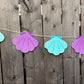 Sea Shell Garland, Sea Shell Banner, Mermaid Party Garland, Mermaid Banner, Purple and Turquoise, Purple and Teal