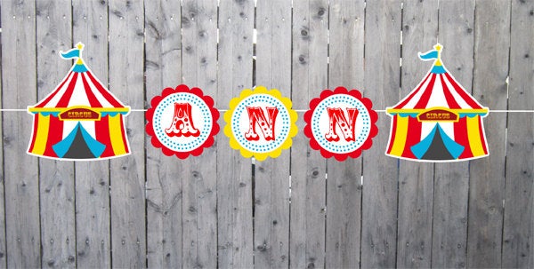Circus Cupcake Toppers - Circus Tent Cupcake Toppers - Circus Birthday Party - Circus Party