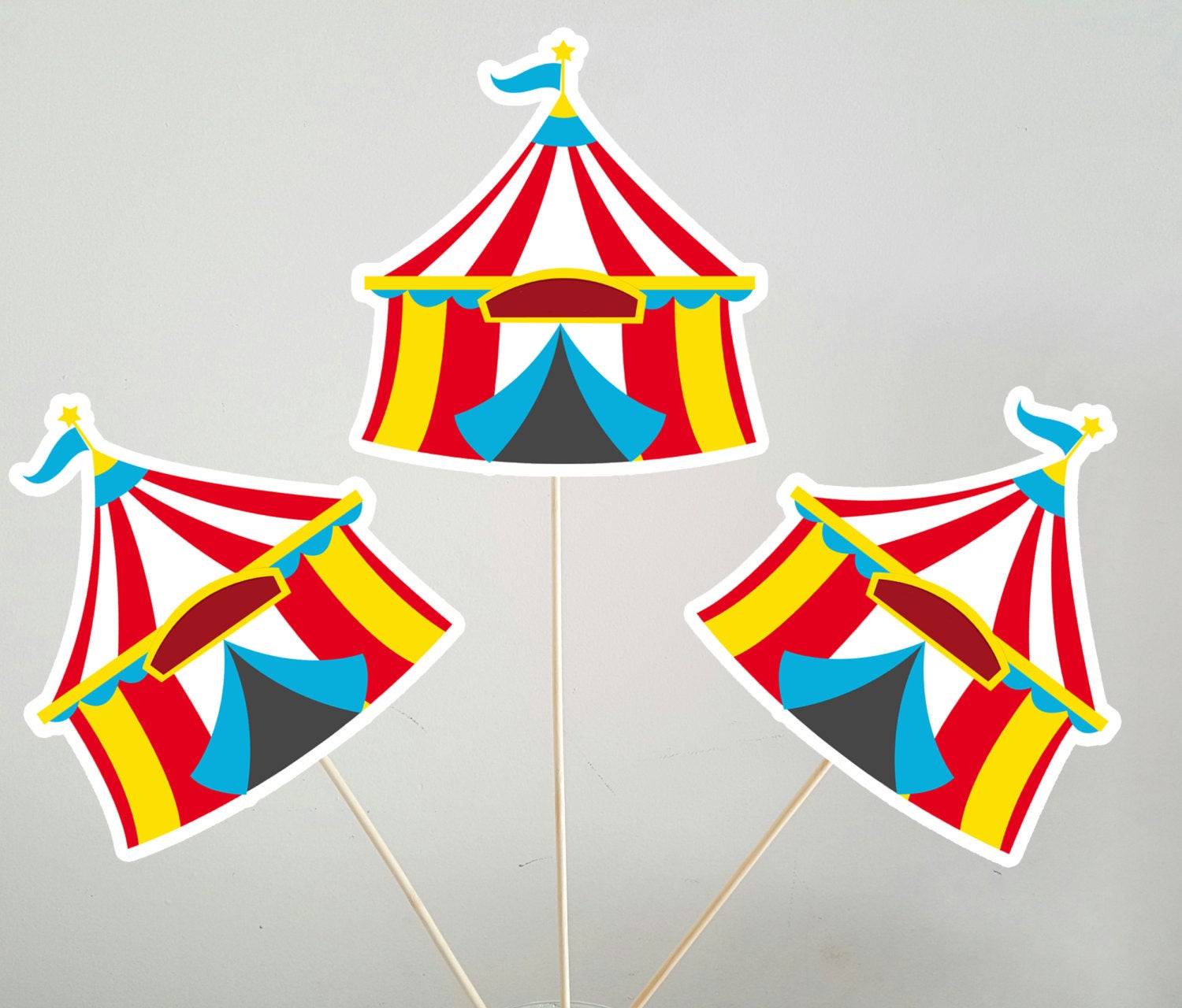 Circus Cupcake Toppers - Circus Tent Cupcake Toppers - Circus Birthday Party - Circus Party
