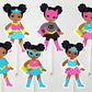 Superhero Goody Bags, Superhero Favor Bags, Superhero Birthday Party Bags, Superhero Burst Bags, Girl Superhero African American (6417216P)