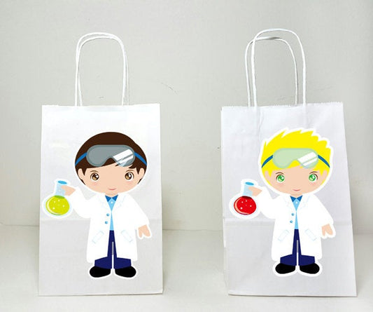 Science Goody Bags, Scientist Goody Bags, Mad Scientist Favor Bags, Mad Scientist Gift Bags, Mad Scientist Birthday, Science Goody Bags