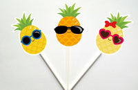 Pineapple Cupcake Toppers, Pineapple Cake Topper, Luau Cupcake Toppers, Fruit Cupcake Toppers, Hawaiian Cupcake Toppers
