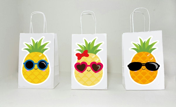 Pineapple Goody Bags, Luau Goody Bags, Hawaii Goody Bags, Tiki Goody Bags, Girls Luau