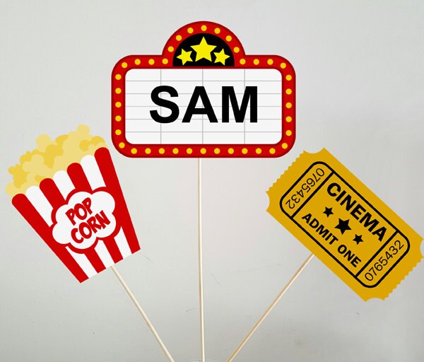 Movie Party Cupcake Toppers - Marquee cupcake toppers - Movie Party Decorations - Name In Lights Cupcake Topper, Hollywood Party, Red Carpet