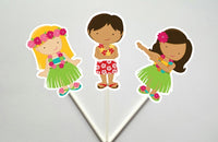 Luau Party Cupcake Toppers, Tiki Party Cupcake Toppers, Hawaii Cupcake Toppers (102317958A)