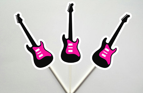 Guitar Cupcake Toppers, Rock Star Cupcake Toppers
