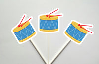 Drum Cupcake Toppers, Music Cupcake Toppers