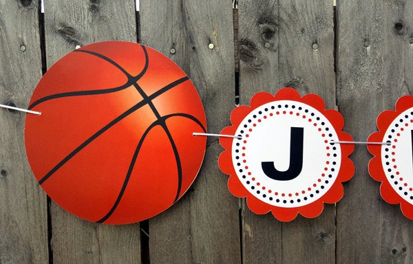 Basketball Cupcake Toppers, Basketball Birthday Cupcake Toppers