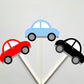 Car Cupcake Toppers, Red Car, Black Car, Blue Car