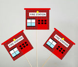 Fire Station Cupcake Toppers, Firetruck Cupcake Toppers, Fireman Cupcake Toppers