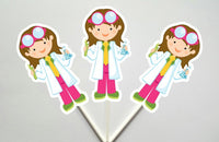 Mad Scientist Cupcake Toppers, Mad Scientist Birthday, Science Girls Cupcake Toppers