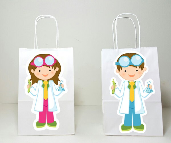 Science Goody Bags, Scientist Goody Bags, Mad Scientist Favor Bags, Mad Scientist Gift Bags, Mad Scientist Birthday, Science Goody Bags