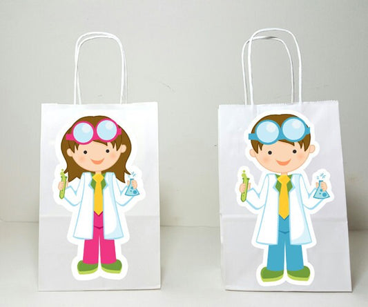Science Goody Bags, Scientist Goody Bags, Mad Scientist Favor Bags, Mad Scientist Gift Bags, Mad Scientist Birthday, Science Goody Bags