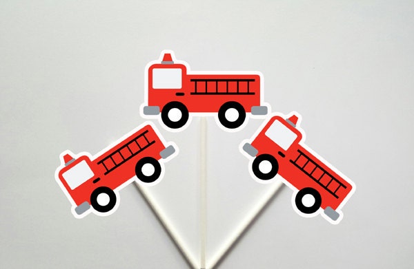 Firetruck Cupcake Toppers (810171224A)