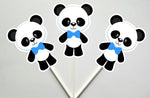 Panda Bear Cupcake Toppers, Bow Panda Cupcake Toppers