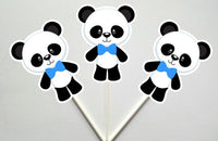 Panda Bear Cupcake Toppers, Bow Panda Cupcake Toppers