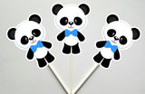 Panda Bear Cupcake Toppers, Bow Panda Cupcake Toppers