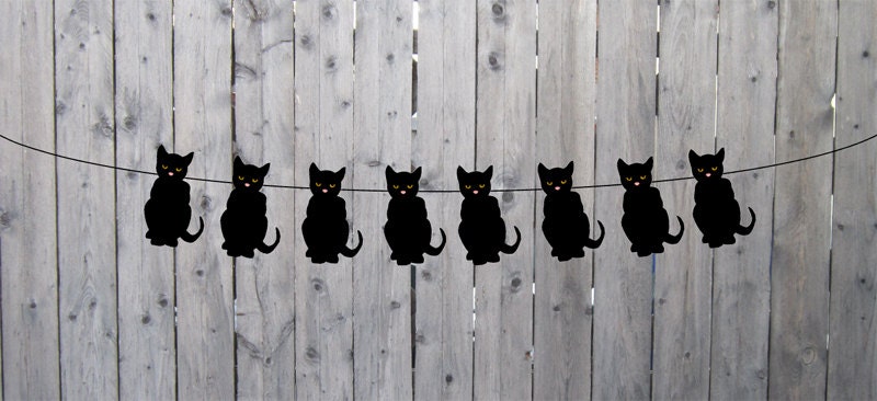Black Cat Garland, Black Cat Banner, Halloween Garland, Halloween Garland, Black Cat Decorations