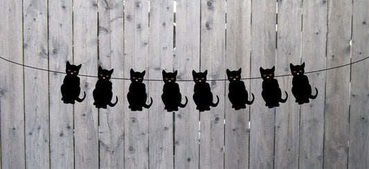 Black Cat Garland, Black Cat Banner, Halloween Garland, Halloween Garland, Black Cat Decorations