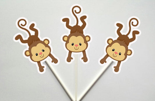 Monkey Cupcake Toppers, Monkey Baby Shower, Monkey Birthday
