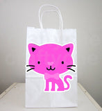 Cat Goody Bags, Cat Favor Bags, Cat Goodie Bags, Cat Party Pags, Kitty Goody Bags, Pink Cat With Bow