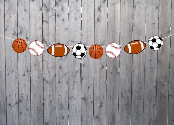 Sports Banner, Sports Garland, Sports Party Banner, Sports Theme Garland, Football, Soccer, Baseball, Basketball