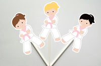 Karate Cupcake Toppers, Karate Kid Cupcake Toppers, Karate Girls