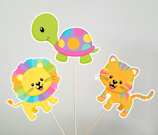 Jungle Animal Cupcake Toppers - Zoo Animal Cupcake Toppers - Safari Animal Cupcake Toppers (71017314A)