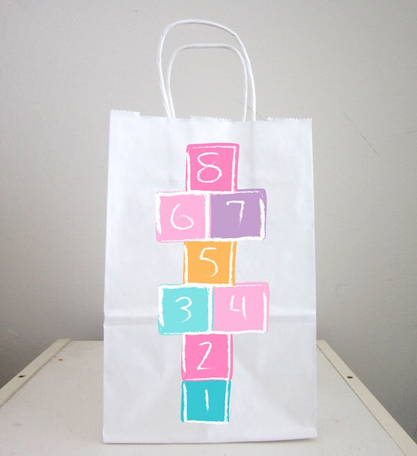 Hopscotch Goody Bags, Hopscotch Favor Bags. Hopscotch Gift Bags, Hopscotch