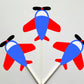 Airplane Cupcake Toppers, Plane Cupcake Toppers, Red, Blue Grey 1224171250A
