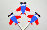 Airplane Cupcake Toppers, Plane Cupcake Toppers, Red, Blue Grey 1224171250A