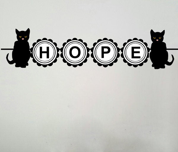 Black Cat Garland, Black Cat Banner, Halloween Garland, Halloween Garland, Black Cat Decorations