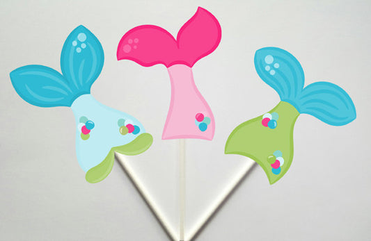 Mermaid Cupcake Toppers, Mermaid Tail Cupcake Toppers