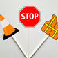 Construction Cupcake Toppers, Construction Party Cupcake Toppers, Construction Sign Cupcake Toppers (33017301P)