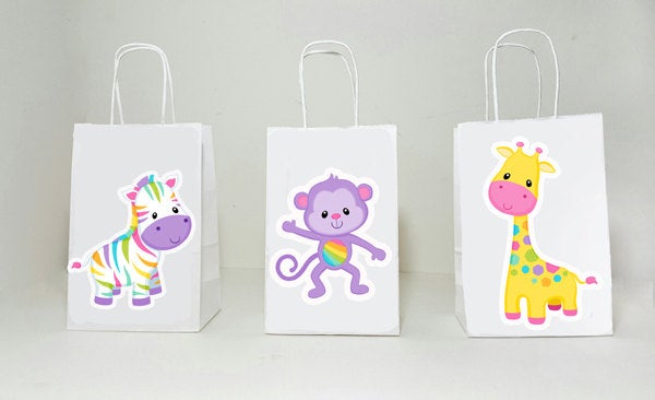 Jungle Animal Goody Bags, Jungle Animal Party Bags - Jungle Party Baby Shower, Zebra Goody Bags, Monkey Goody Bags, Giraffe Goody Bags