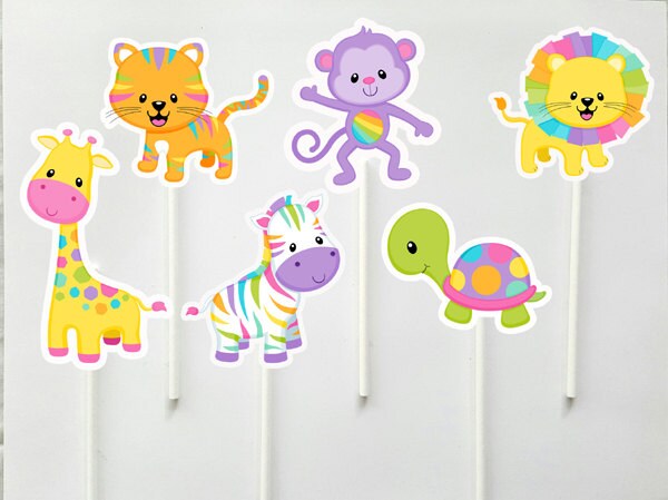 Jungle Animal Cupcake Toppers - Zoo Animal Cupcake Toppers - Safari Animal Cupcake Toppers (71017314A)
