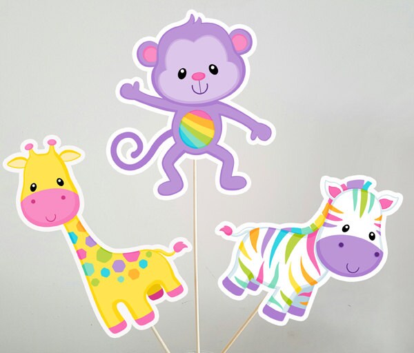 Jungle Animal Cupcake Toppers - Zoo Animal Cupcake Toppers - Safari Animal Cupcake Toppers (71017314A)