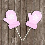 Mittens Cupcake Toppers, Winter Baby Shower, Snowflake Birthday Party, Snowflake Cupcake Toppers (11418151P)
