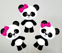 Panda Bear Cupcake Toppers, Girl Panda Cupcake Toppers (91517133A)