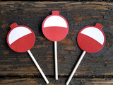 Fishing Bobber Cupcake Toppers, Fishing Cupcake Toppers, Fishing Birthday, Fishing Party, Fishing Baby Shower