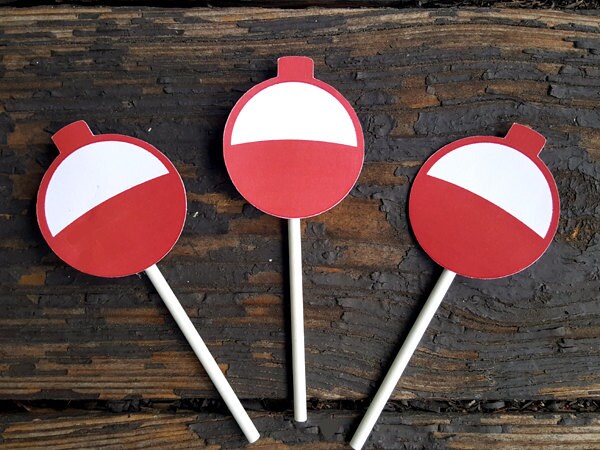 Fishing Bobber Cupcake Toppers, Fishing Cupcake Toppers, Fishing