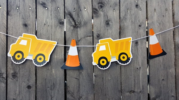 Construction Party Garland, Construction Garland, Construction Banner, Photo Prop 211918311P