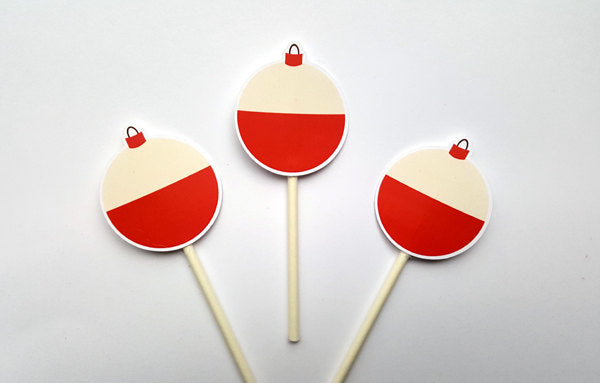 Fishing Cupcake Toppers, Fishing Bobber Cupcake Toppers (410171118P)